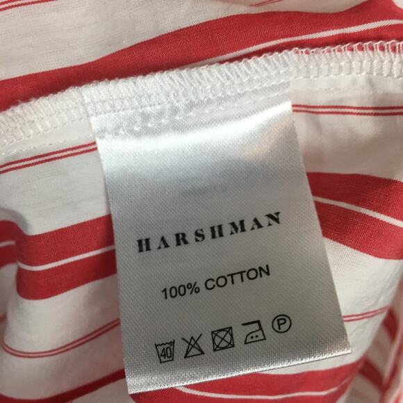 Harshman Red & White Stripe Short Sleeve Andy Popover Top Medium - Picture 7 of 7